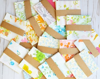 Vintage Sheets. 20 Vintage Sheet Charm Pack. 5 x 5 Fabric Squares. 5 Inch. Quilting Bundle. Retro. Quilt Squares. Vintage Fabric. Floral