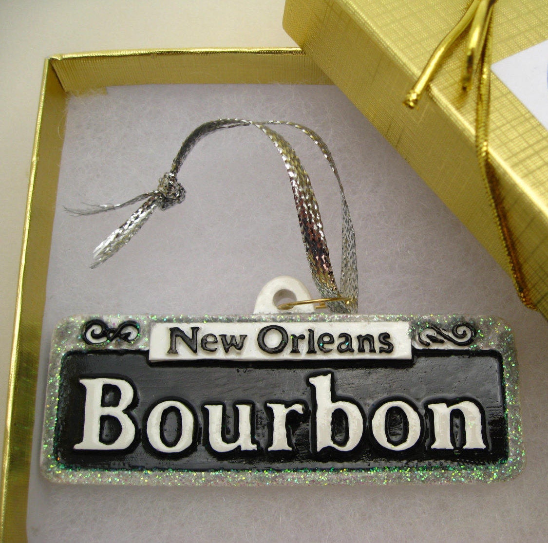 New Orleans Christmas Ornament w Gift Box Bourbon Street St