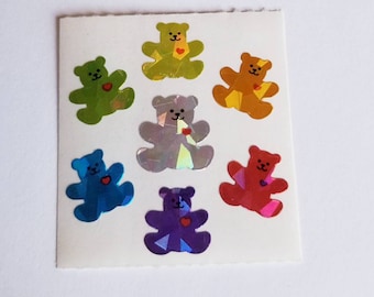 Vtg Sandylion Prism Rainbow Teddy Bears Sticker Mod Sandylion prismatic