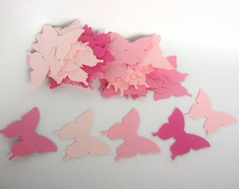 70 Butterfly Die Cut, Pink Mixture, 1 1/4 x 1 inch Cut Outs, Punches Butterflies, Scrapbook