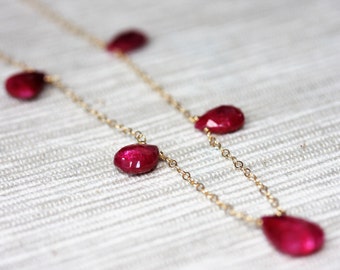 Ruby necklace - 14K gold filled