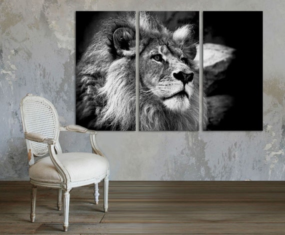 3 Panel Canvas Split Black And White African Lion 3 Panel Canvas Split Black And White African Lion