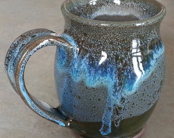 Pottery Mug, Handmade Large Pottery Mug, Handthrown Light Blue Mug, 19 oz Mug, Stoneware Mug, Handmade Mug, Wheel Thrown Mug, Coffee Mug