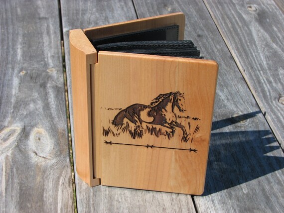 Laser Engraved Wood Photo Album Horse Lover Gift Idea