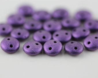 Metallic Suede-Purple : Czechmate Lentil, 6mm,2 hole, 25-100 beads (LNT-40)