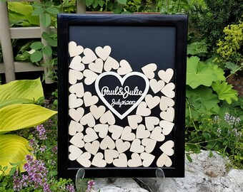 Wedding Guest Book Alternative Guest Book Personalized Drop box Heart Guestbook Custom wedding guestbook Memory Box Black White Guestbook