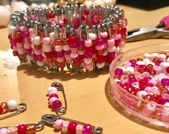 Pink Safety Pin Bracelet