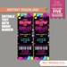 Neon Glow Party Ticket Invitation - INSTANT DOWNLOAD - Glow in the Dark Party - Edit and print at home with Adobe Reader
