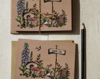 Wald-Dankeschön-Karten, Hochzeit, Dankeschön-Karte, danke Karten-Set, rustikale danken Ihnen Karte, Wald Danke-Karte, Blumen Dankeschön-Karten