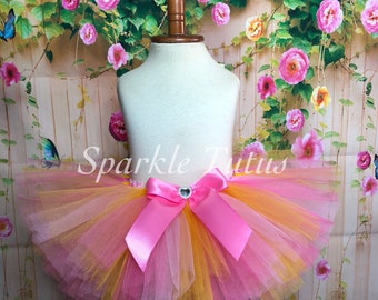 ON SALE, FAST Shipping, Hot Pink, Light Pink and Yellow Tutu, Birthday Tutu, Baby Minnie Inspired Tutu, Fairy Peppa Pig Inspired Tut,