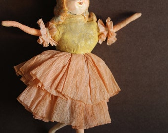 Antike Vintage federleicht Baum Weihnachten Ornament gesponnen Baumwolle tanzen Mädchen