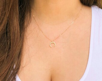 14k Gold Filled Necklace, Horn Choker Necklace, Horn Necklace, Dainty Horn Choker, Gold Horn Choker, Silver Horn Choker, Gold Horn Necklace