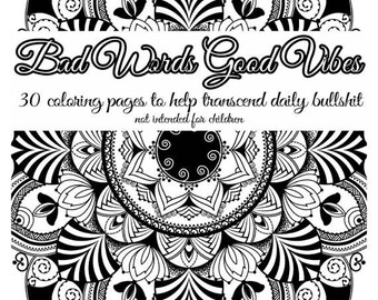 Digital Download Adult Coloring Book Printable Pages Instant Swear Word Curse