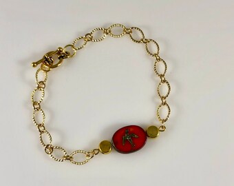 Bracelet with etched bird stone