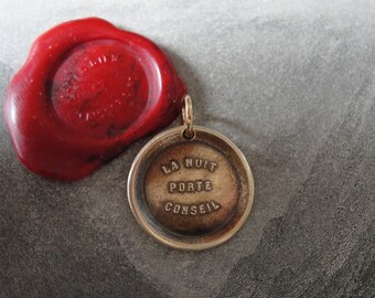 The Darkest Hour Is Just Before Dawn Wax Seal Charm - antique wax seal jewelry pendant French hope proverb by RQP Studio