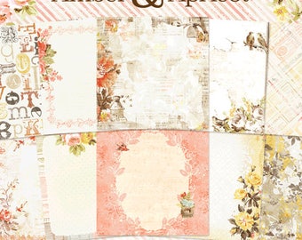 Blue Fern New Release Amber & Apricot Collection 12 x 12 Scrapbook Paper Pad Full Collection Pack, 2-Each Of 10 Designs, 20 Double Sided