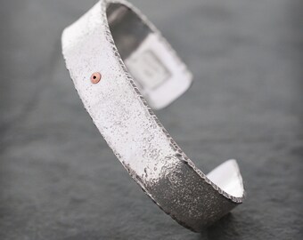 Textured Sterling Silver Cuff with Copper Rivet