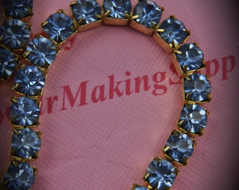 Genuine Brass Swarovski Crystal Rhinestone chain in 29ss Light Sapphire