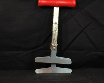 Vintage Foley Chopper, Stainless Steel Blades Kitchen Tool, Decorative Wooden Handle Instrument, Red & Silver Metal Tool, Collectible Tools