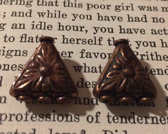 Bali Style Copper 3 Strand Triangular Connector Cones 2 Pieces