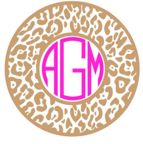 animal print monogram decal vinyl sticker leopard print or