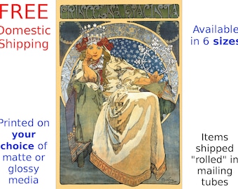 Art Nouveau Print - Alphonse Mucha - Princezna Hyacinta - Vintage Art Nouveau Poster Home Decor (186837902)