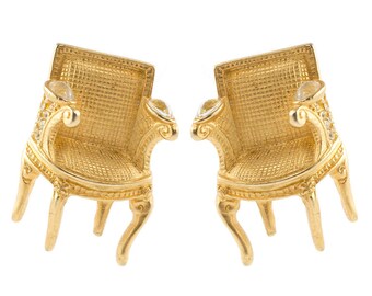 Vintage Signed "Karl Lagerfeld" Abstract Chair Earrings