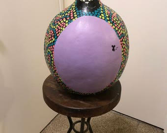 Whimsical Cat Painted Gourd Original Design Only One Made Would make the Purrrfect Gift for the Kitty Collector