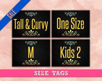 Chalkboard SIZE Cards - Size Tags - Size Cards - Business - Marketing - Hanger Tags - Pricing Name Cards - Newly Released - Instant Download