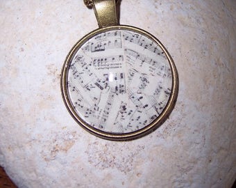 Vintage Sheet Music Pendant Necklace