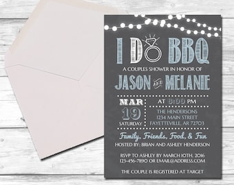 I Do BBQ, Couples Shower, Wedding Shower, I Do Bbq Invitation, Barbecue, Chalkboard, Country, Rustic, Bridal Shower, Printable 5x7
