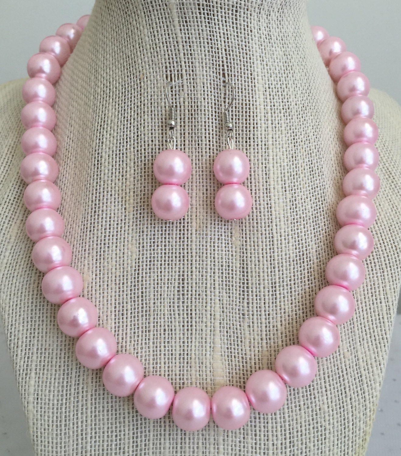 Light Pink Wedding Jewelry Light Pink Pearl Necklace Pink 4552