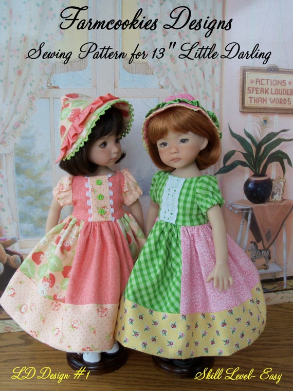 Little Darling Printed Pattern/ Patchwork Princess/ Sewing Pattern for 13" Dolls