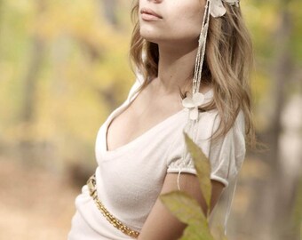 Blush Bohemian Bridal Headpiece for Boho or Destination Wedding