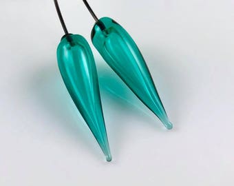 Teal Glass and Copper Headpins