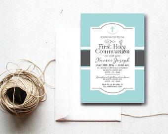 INSTANT DOWNLOAD First Holy Communion invitation / First Communion invite / 1st Communion invite / 1st Holy Communion invite / boy Communion