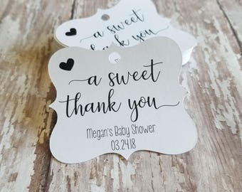 A sweet thank you, bridal shower tags, baby shower tags, candy favor, wedding favor, donut tag, doughnut tag, cookies, favors (295)