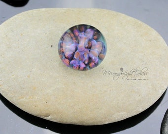Teal and Purple - Lampwork Glass Cabochon - 15mm - Jewelry Making Supply