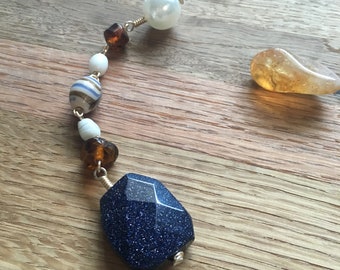 PendiLum Products: Pendulum Handmade Wire Wrapped - Midnight Glitter, Brown, White Gold