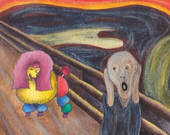 Poodle greeting card in a Munch Scream inspired design - Design No 25