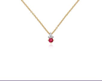 Red Emerald and Diamond Pendant, Necklace, Red Beryl Necklace, Worlds Rarest Gemstone Necklace