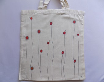 Hand painted cotton tote bag