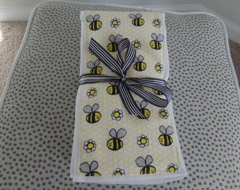 Yellow Bumble Bee Burp Cloths