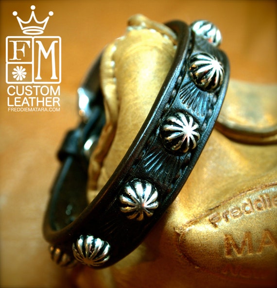 Leather bracelet cuff Lean and Sexy Cowboy western style made in Brooklyn USA