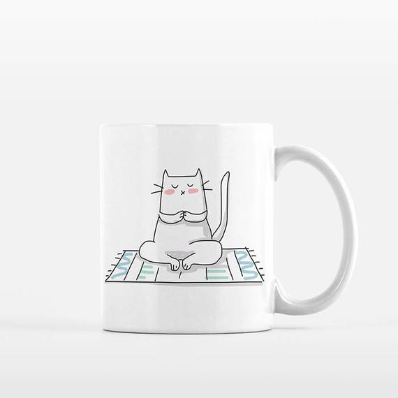 Yoga Cat Mug, Cat Coffee Mug, Yoga Mug, Yoga Gift for Yogi, Yoga Coffee Mug, Cat Cup, Funny Coffee Mug, Cute Mug, Office Mug, Coffee Cup