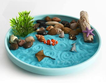 Mini Zen Garden // Ocean Sand Garden // Desk Accessory // DIY Kit // Driftwood Beach Tabletop Decor // Sand Art // Meditation // Fidget Toy