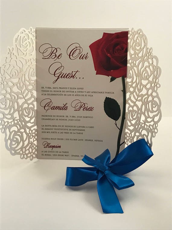 Quinceanera Invite Beauty And The Beast Invitation Rose