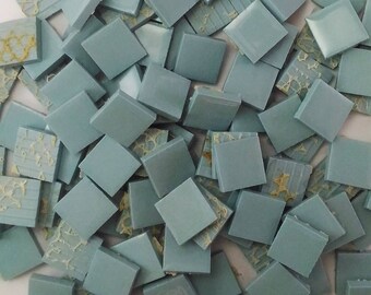 Ceramic mosaic tiles, 17x17 mm (11/16 inch), Glossy Teal