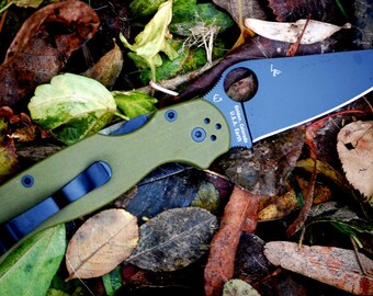 Steampunk Knife,Tactical Folding Knife with OD Green G10 Scales,Satin Blade Steampunk Knife,Pocket Knife,Military,Survival,Folding Knife