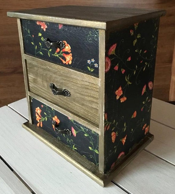 Mini chest of drawers. Decorative Box Drawers Jewelry Storage